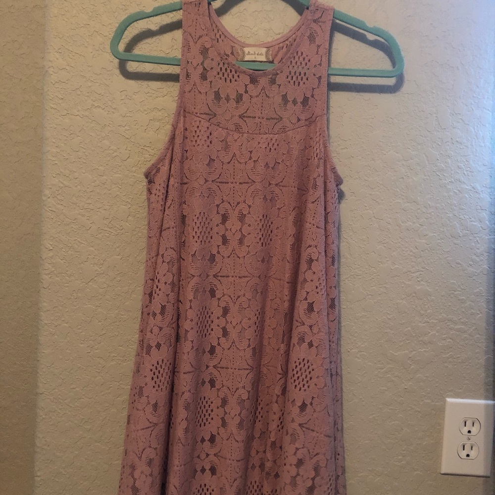 Mauve lace detail dress